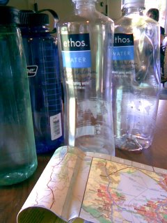 Maps and Water bottles in Starbucks, Novato