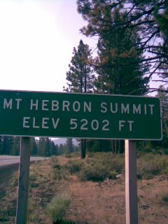 Mount Hebron Summit Elevation 5202 Feet!
